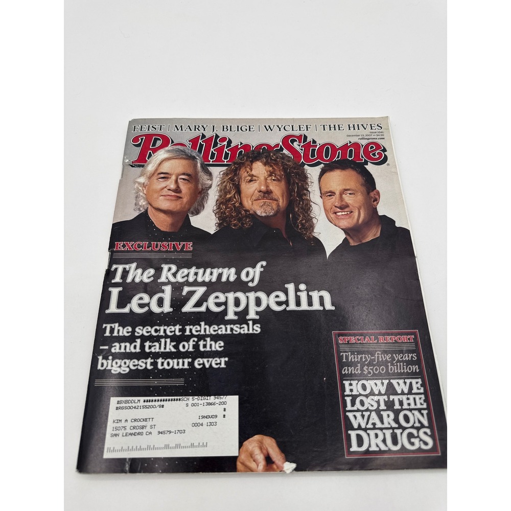 Rolling Stone Magazine Dec 13 2007 Led Zeppelin Reunion Issue 1041 Feist Hives